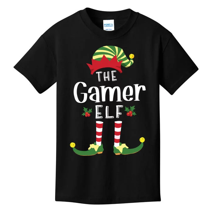 Gamer Christmas Elf Matching Pajama Xmas Party Kids T-Shirt