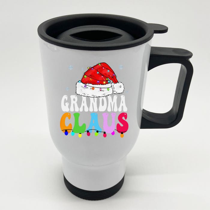 Grandma Claus Funny Xmas Family Matching Grandma Christmas Front & Back Stainless Steel Travel Mug