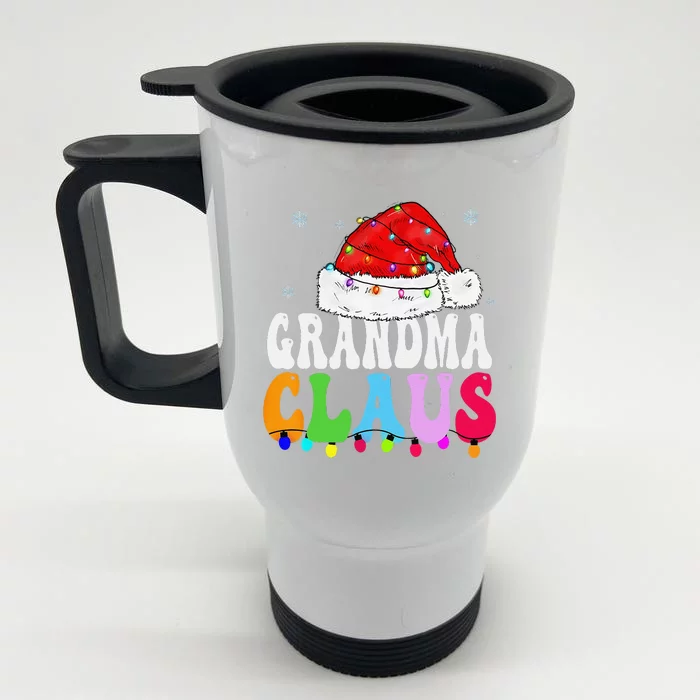 Grandma Claus Funny Xmas Family Matching Grandma Christmas Front & Back Stainless Steel Travel Mug