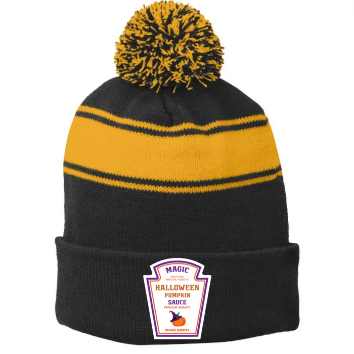 Group Condiments Funny Diy Halloween Costume Pumpkin Sauce Stripe Pom Pom Beanie