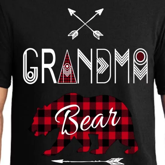 Grandma Cool Funny Gift Buffalo Plaid Family Camp Bear Pajama Set