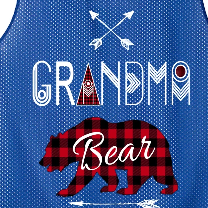 Grandma Cool Funny Gift Buffalo Plaid Family Camp Bear Mesh Reversible Basketball Jersey Tank