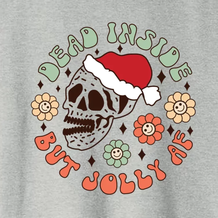 Groovy Christmas Funny Skeleton Dead Inside But Jolly Af Gift Women's Crop Top Tee