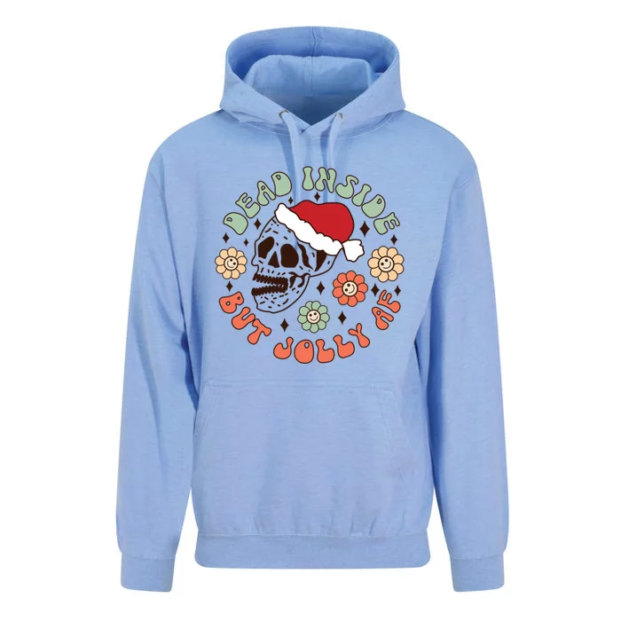 Groovy Christmas Funny Skeleton Dead Inside But Jolly Af Gift Unisex Surf Hoodie