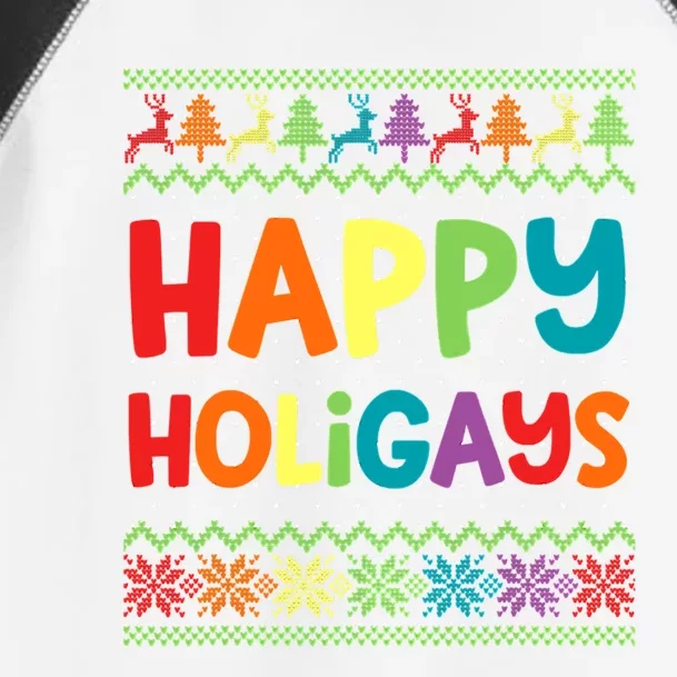 Gay Christmas Funny Lgbt Happy Holigays Ugly Rainbow Party Great Gift Toddler Fine Jersey T-Shirt