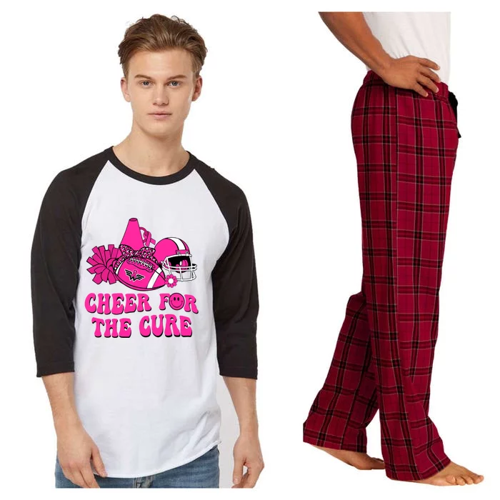 Groovy Cheer For The Cure Football Breast Cancer Support Gift Raglan Sleeve Pajama Set