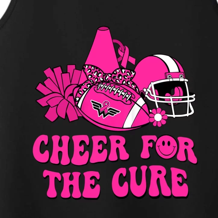 Groovy Cheer For The Cure Football Breast Cancer Support Gift Performance Tank