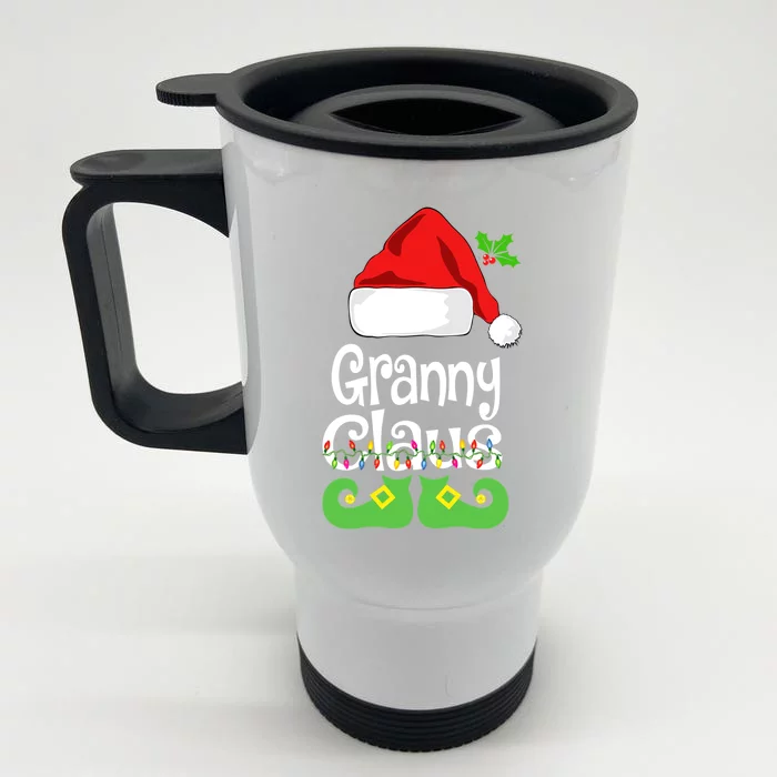 Granny Claus Family Matching Grandma Claus Pajama Merry Xmas Gift Front & Back Stainless Steel Travel Mug