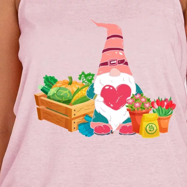 Gardener Cute Flower Garden Gnome With Bees And Flowers Gift Funny Gift Women's Knotted Racerback Tank