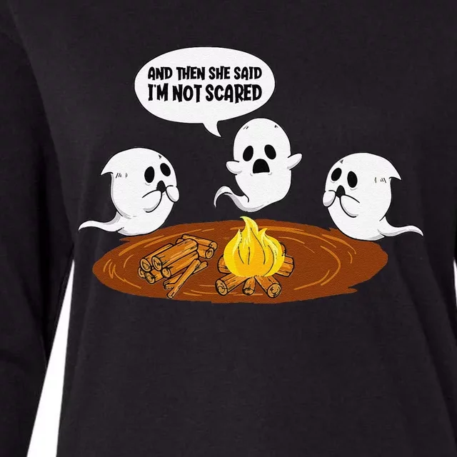 Ghost Campfire Funny Halloween Womens Cotton Relaxed Long Sleeve T-Shirt