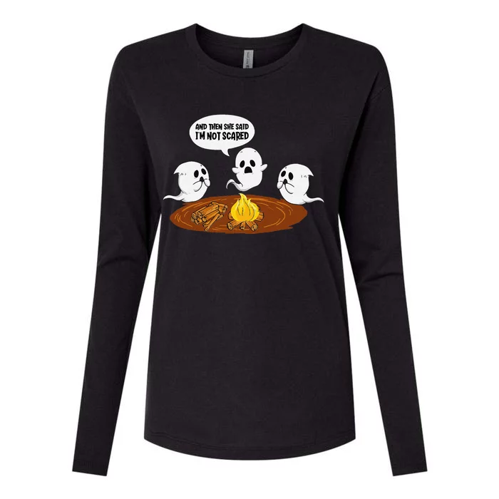 Ghost Campfire Funny Halloween Womens Cotton Relaxed Long Sleeve T-Shirt