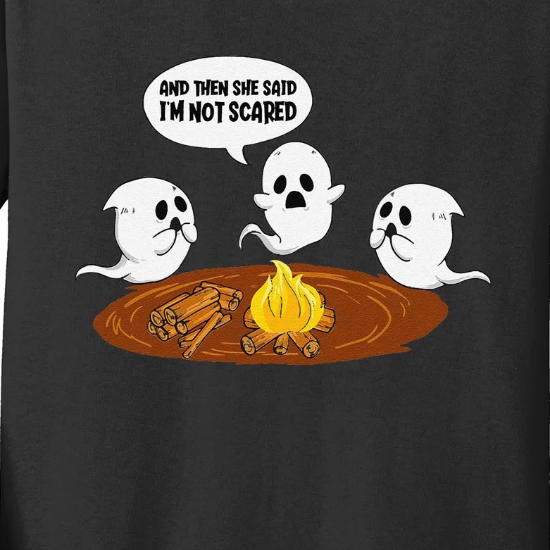 Ghost Campfire Funny Halloween Kids Long Sleeve Shirt