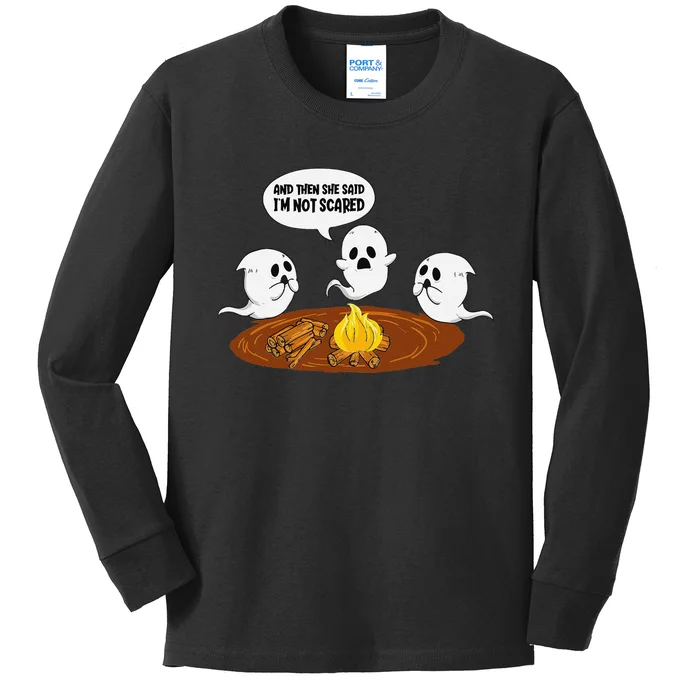 Ghost Campfire Funny Halloween Kids Long Sleeve Shirt