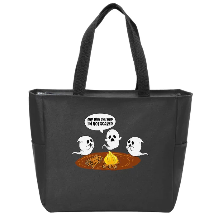 Ghost Campfire Funny Halloween Zip Tote Bag