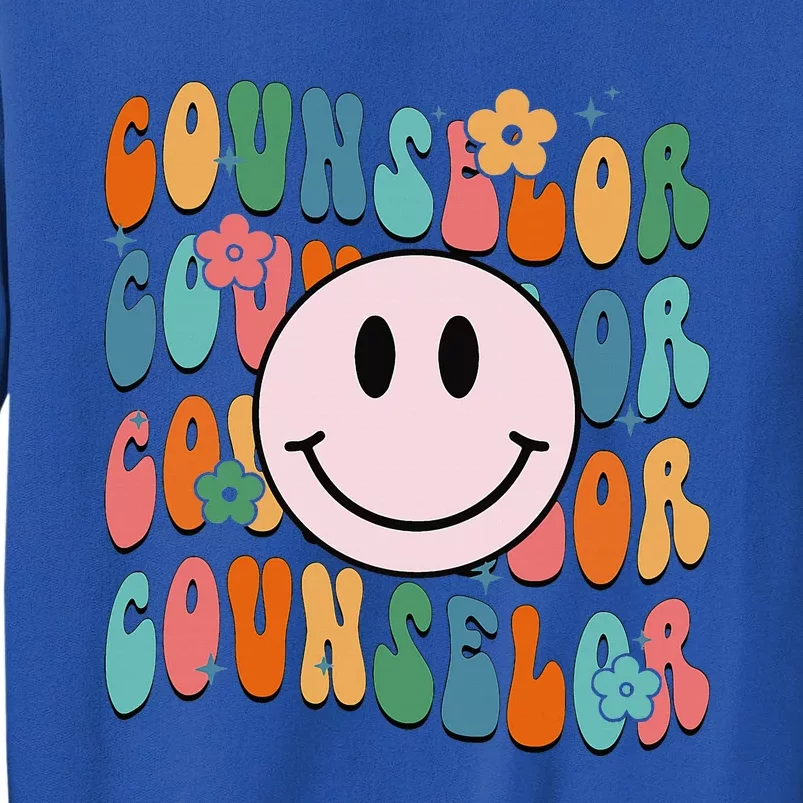 Groovy Counselor Face Smile Back To School First Day Tall Sweatshirt