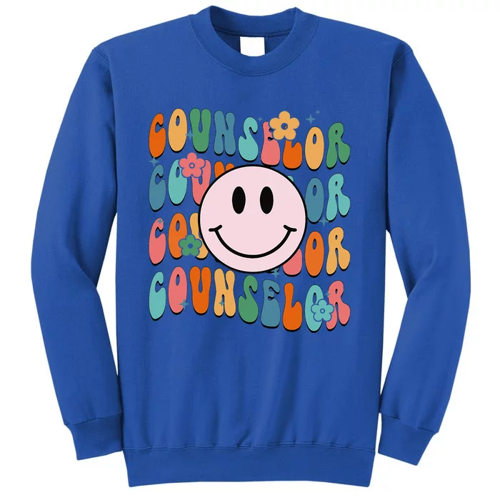 Groovy Counselor Face Smile Back To School First Day Tall Sweatshirt