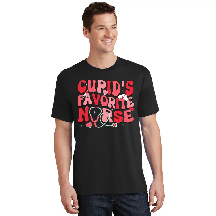 Groovy Cupids Favorite Nurse Valentines Day Nurse Life T-Shirt