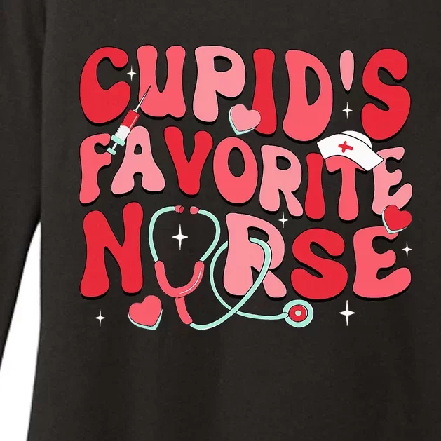 Groovy Cupids Favorite Nurse Valentines Day Nurse Life Womens CVC Long Sleeve Shirt