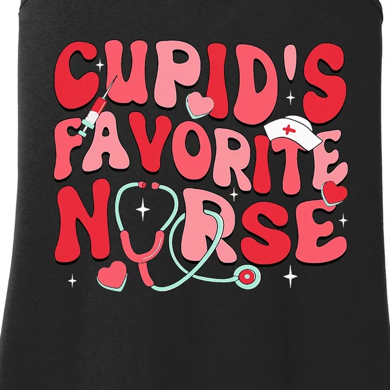 Groovy Cupids Favorite Nurse Valentines Day Nurse Life Ladies Essential Tank