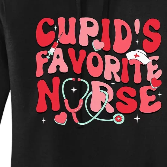 Groovy Cupids Favorite Nurse Valentines Day Nurse Life Women's Pullover Hoodie