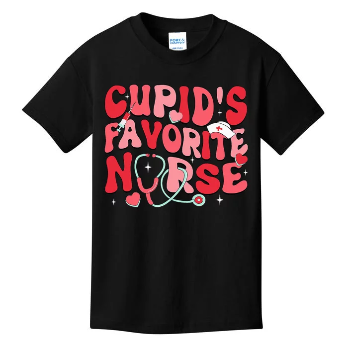 Groovy Cupids Favorite Nurse Valentines Day Nurse Life Kids T-Shirt