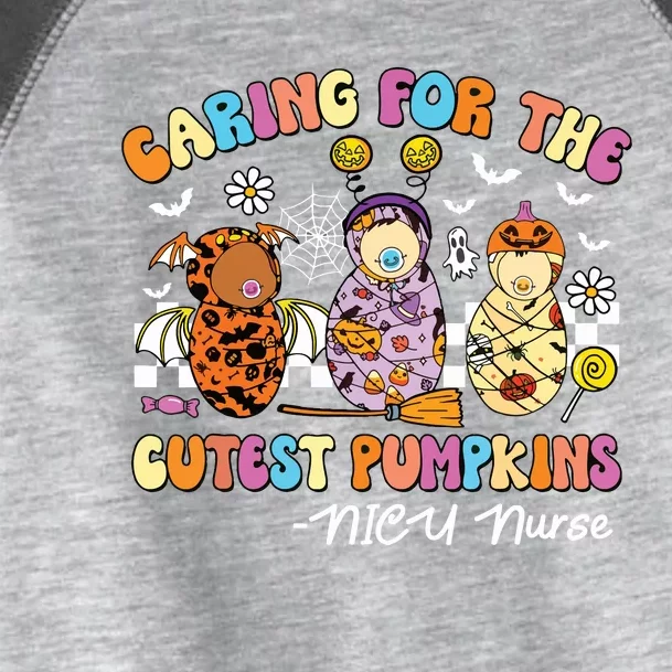 Groovy Caring For The Cutest Pumpkins Nicu Nurse Halloween Toddler Fine Jersey T-Shirt