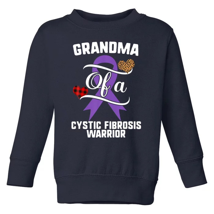 Grandma Cystic Fibrosis Awareness Leopard Buffalo Plaid Gift Toddler Sweatshirt