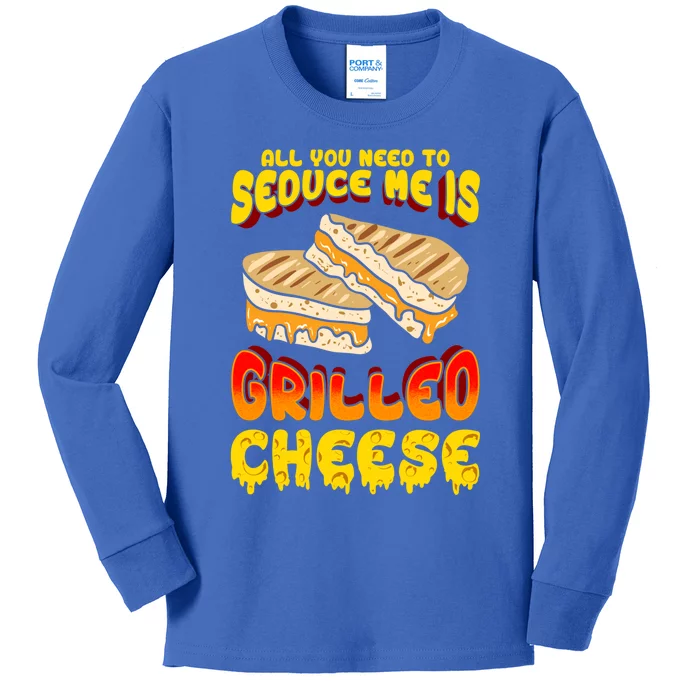 Grilled Cheese Foodie Gift Campfire Toaster Sandwich Graphic Gift Kids Long Sleeve Shirt