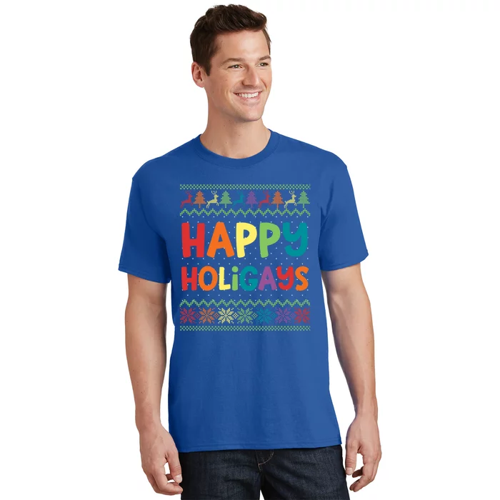 Gay Christmas Funny Lgbt Happy Holigays Rainbow Party Gift Meaningful Gift T-Shirt