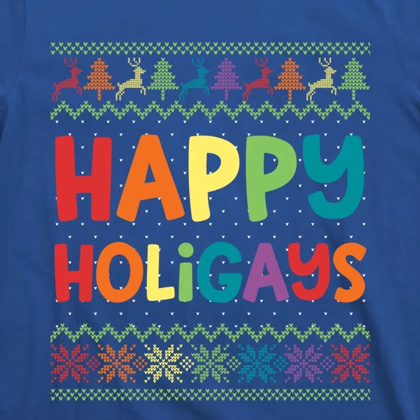 Gay Christmas Funny Lgbt Happy Holigays Rainbow Party Gift Meaningful Gift T-Shirt