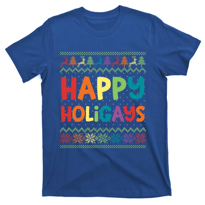 Gay Christmas Funny Lgbt Happy Holigays Rainbow Party Gift Meaningful Gift T-Shirt