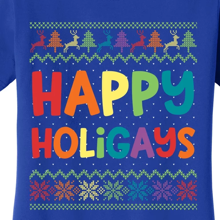 Gay Christmas Funny Lgbt Happy Holigays Rainbow Party Gift Meaningful Gift Women's T-Shirt