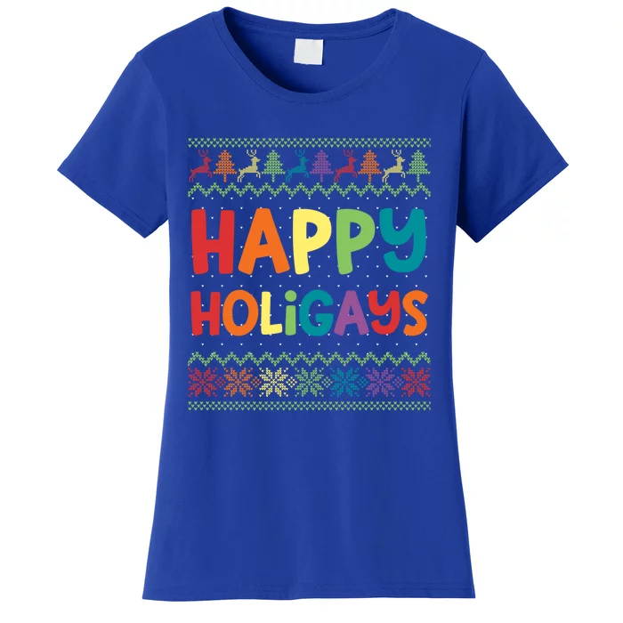 Gay Christmas Funny Lgbt Happy Holigays Rainbow Party Gift Meaningful Gift Women's T-Shirt