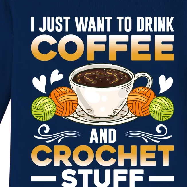 Gift Crochet For Coffee And Crocheting Lovers Knitters Gift Baby Long Sleeve Bodysuit