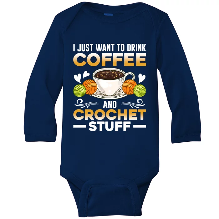 Gift Crochet For Coffee And Crocheting Lovers Knitters Gift Baby Long Sleeve Bodysuit