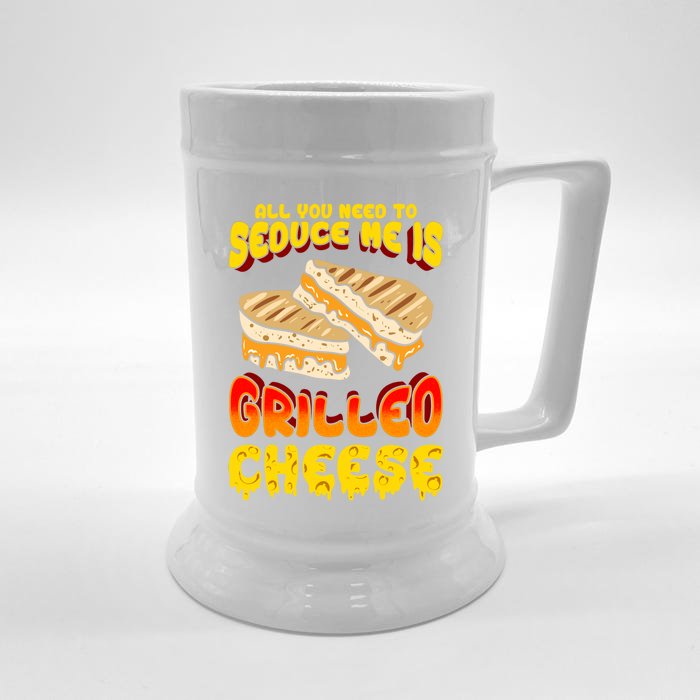 Grilled Cheese Foodie Gift Campfire Toaster Sandwich Graphic Great Gift Front & Back Beer Stein