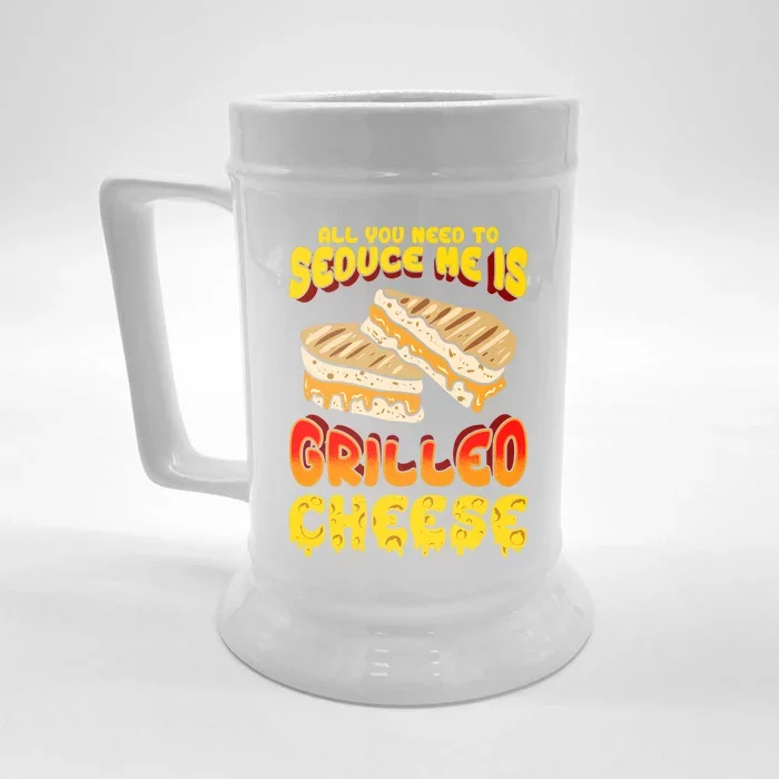 Grilled Cheese Foodie Gift Campfire Toaster Sandwich Graphic Great Gift Front & Back Beer Stein