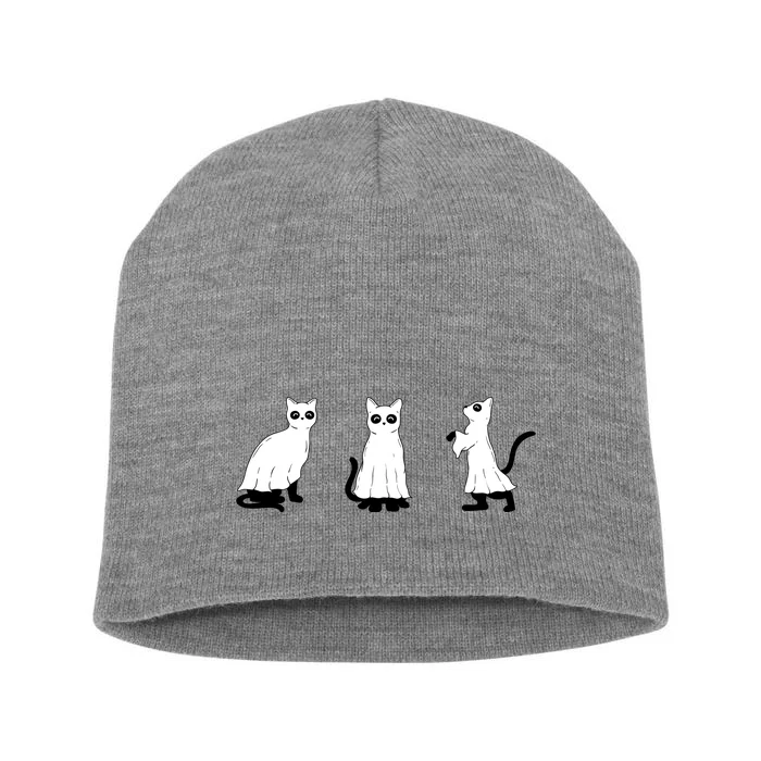 Ghost Cats Funny Halloween Short Acrylic Beanie