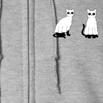 Ghost Cats Funny Halloween Full Zip Hoodie