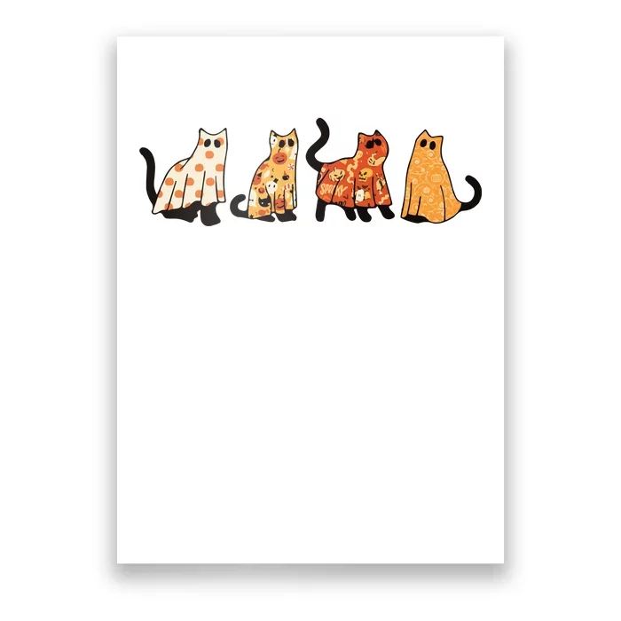 Ghost Cats Funny Halloween Cat Poster