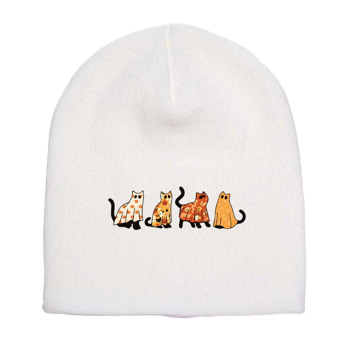 Ghost Cats Funny Halloween Cat Short Acrylic Beanie