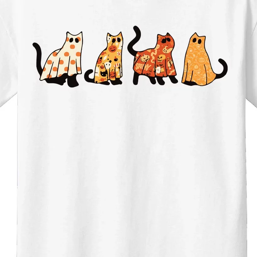 Ghost Cats Funny Halloween Cat Kids T-Shirt