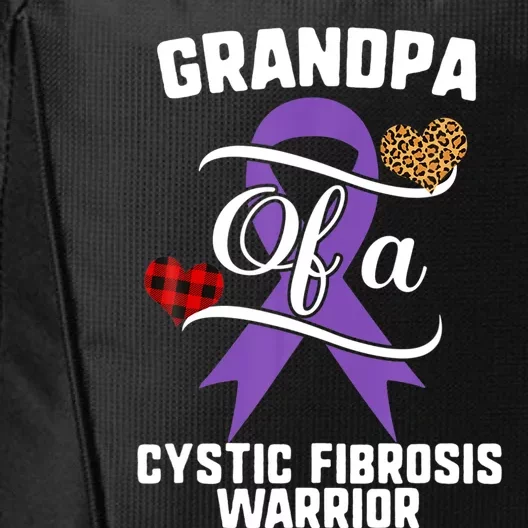 Grandpa Cystic Fibrosis Awareness Leopard Buffalo Plaid Gift City Backpack