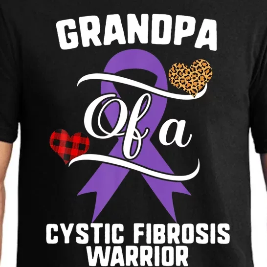 Grandpa Cystic Fibrosis Awareness Leopard Buffalo Plaid Gift Pajama Set