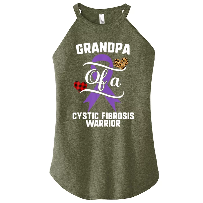 Grandpa Cystic Fibrosis Awareness Leopard Buffalo Plaid Gift Women’s Perfect Tri Rocker Tank