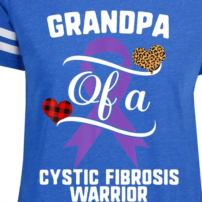 Grandpa Cystic Fibrosis Awareness Leopard Buffalo Plaid Gift Enza Ladies Jersey Football T-Shirt