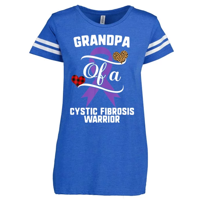 Grandpa Cystic Fibrosis Awareness Leopard Buffalo Plaid Gift Enza Ladies Jersey Football T-Shirt