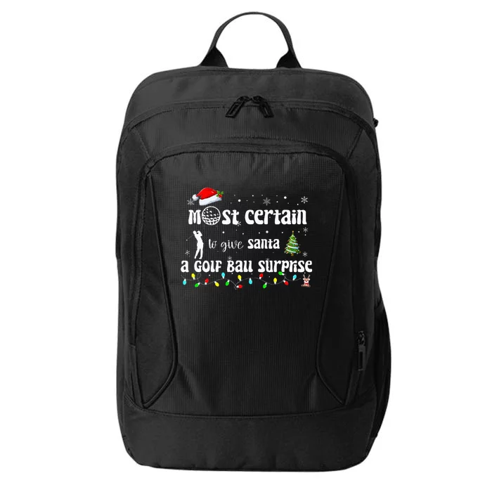 Golf Crewneck Funny Golfing Santa Surprise Golf City Backpack