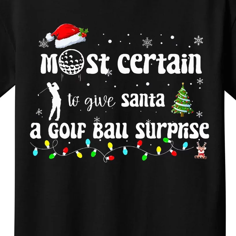 Golf Crewneck Funny Golfing Santa Surprise Golf Kids T-Shirt