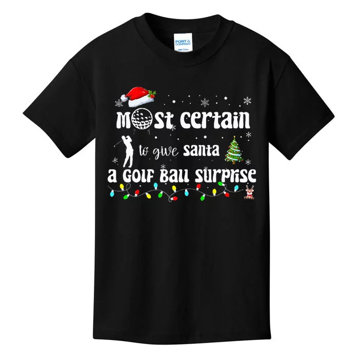 Golf Crewneck Funny Golfing Santa Surprise Golf Kids T-Shirt